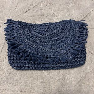 Nordstrom blue straw clutch